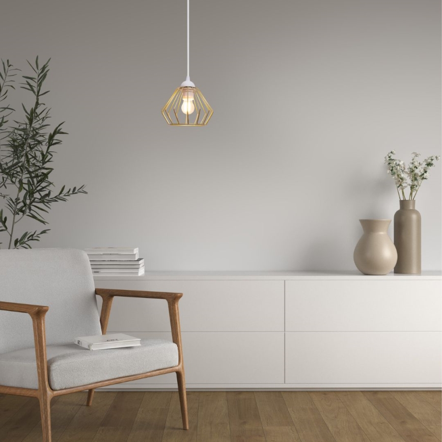 Pakabinamas sietynas CEED GOLD 1xE27/60W/230V diametras 17,5 cm balta/auksas