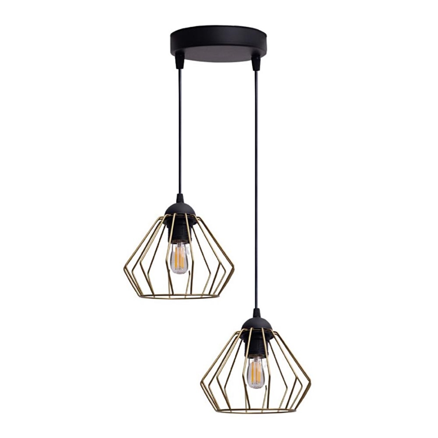 Pakabinamas sietynas CEED GOLD 2xE27/60W/230V diametras 28 cm juoda/auksas