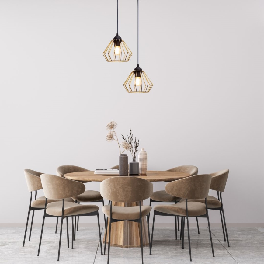 Pakabinamas sietynas CEED GOLD 2xE27/60W/230V diametras 28 cm juoda/auksas