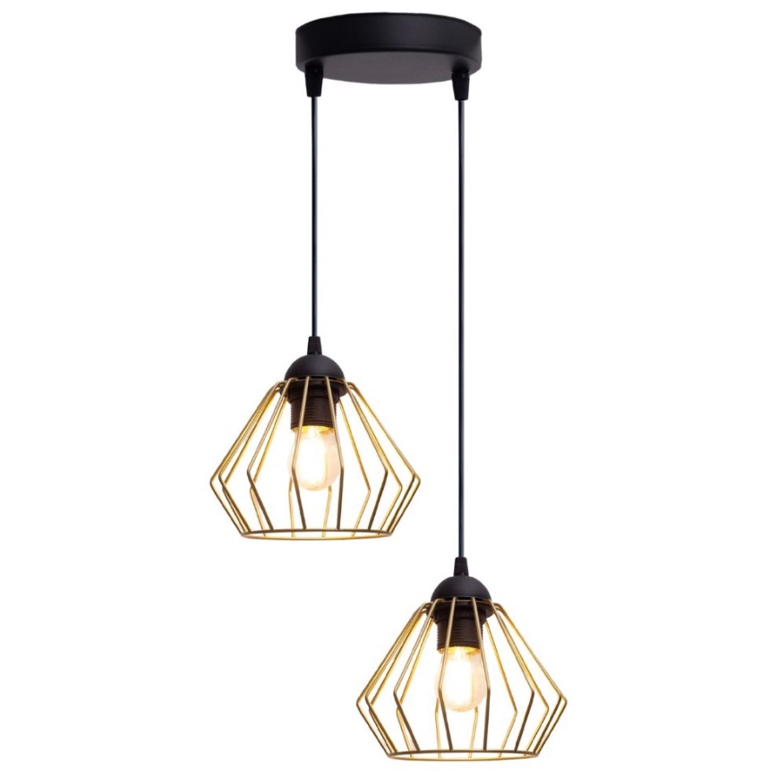 Pakabinamas sietynas CEED GOLD 2xE27/60W/230V diametras 28 cm juoda/auksas