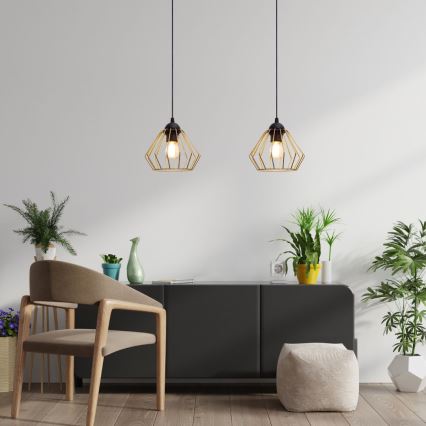 Pakabinamas sietynas CEED GOLD 2xE27/60W/230V juoda/auksas