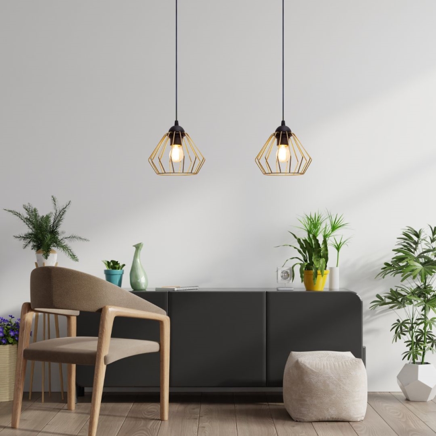 Pakabinamas sietynas CEED GOLD 2xE27/60W/230V juoda/auksas