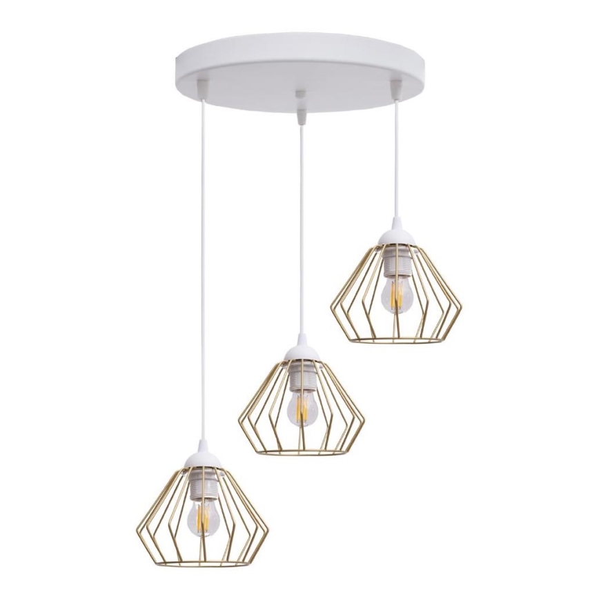Pakabinamas sietynas CEED GOLD 3xE27/60W/230V diametras 45 cm balta/auksas
