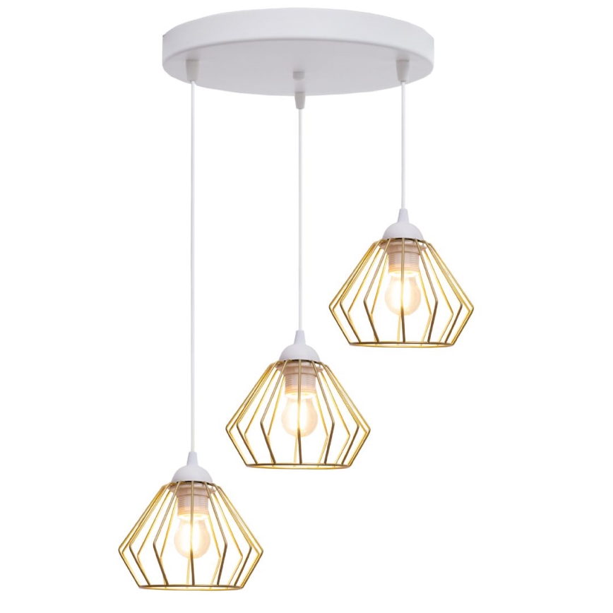 Pakabinamas sietynas CEED GOLD 3xE27/60W/230V diametras 45 cm balta/auksas