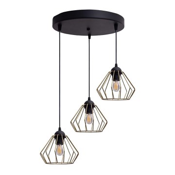 Pakabinamas sietynas CEED GOLD 3xE27/60W/230V diametras 45 cm juoda/auksas