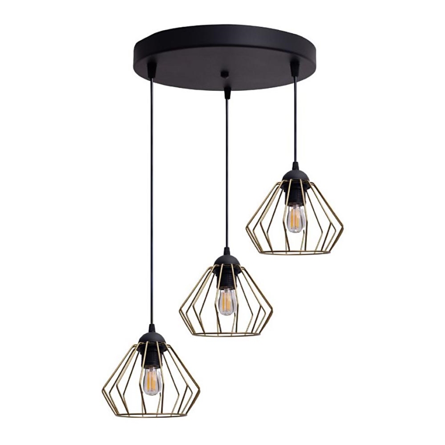 Pakabinamas sietynas CEED GOLD 3xE27/60W/230V diametras 45 cm juoda/auksas