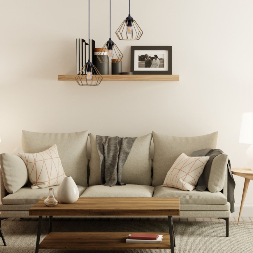 Pakabinamas sietynas CEED GOLD 3xE27/60W/230V diametras 45 cm juoda/auksas