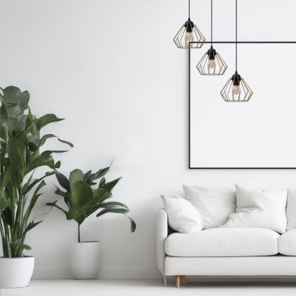 Pakabinamas sietynas CEED GOLD 3xE27/60W/230V diametras 45 cm juoda/auksas