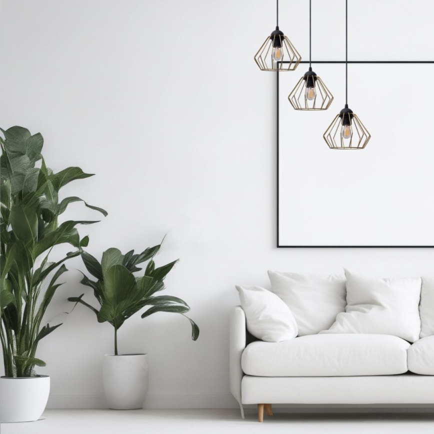 Pakabinamas sietynas CEED GOLD 3xE27/60W/230V diametras 45 cm juoda/auksas