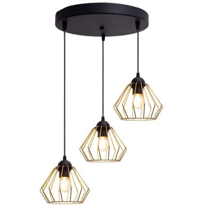 Pakabinamas sietynas CEED GOLD 3xE27/60W/230V diametras 45 cm juoda/auksas