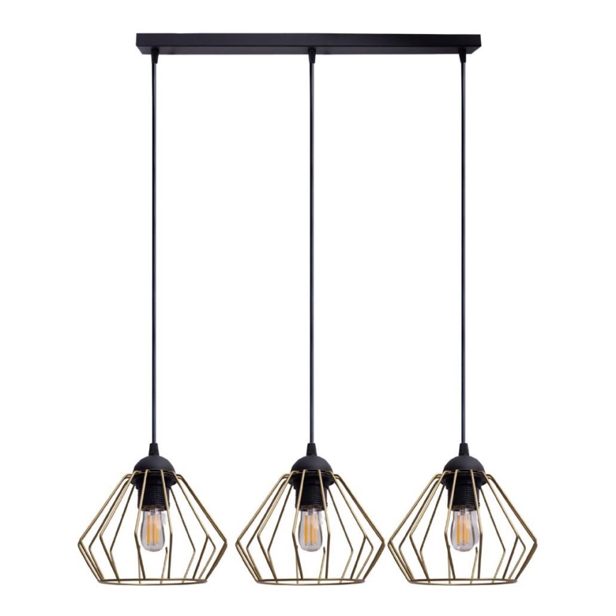 Pakabinamas sietynas CEED GOLD 3xE27/60W/230V juoda/auksas
