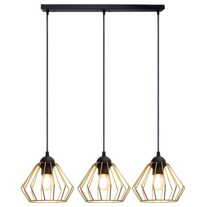 Pakabinamas sietynas CEED GOLD 3xE27/60W/230V juoda/auksas