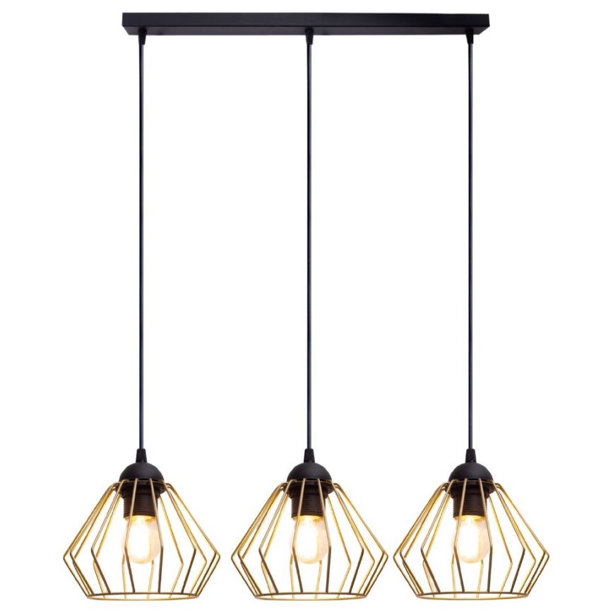 Pakabinamas sietynas CEED GOLD 3xE27/60W/230V juoda/auksas