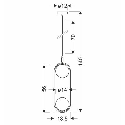 Pakabinamas sietynas CORDEL 2xG9/28W/230V juoda/dūminis juoda