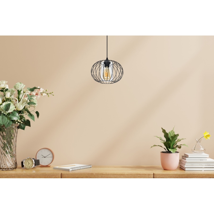 Pakabinamas sietynas CORRINI 1xE27/60W/230V diametras 25 cm juoda/permatoma