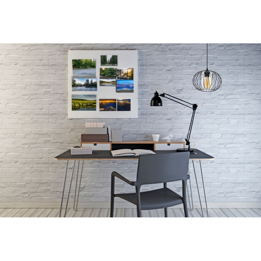 Pakabinamas sietynas CORRINI 1xE27/60W/230V diametras 25 cm juoda/permatoma