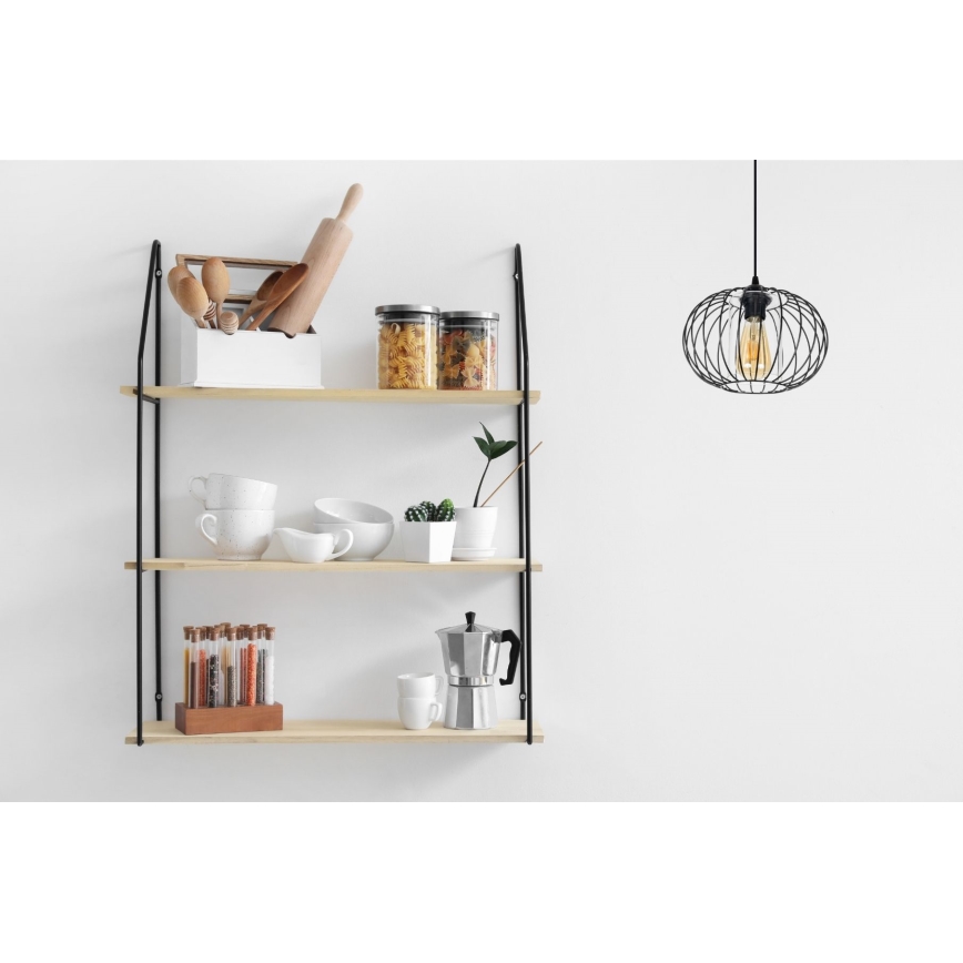 Pakabinamas sietynas CORRINI 1xE27/60W/230V diametras 25 cm juoda/permatoma