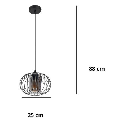 Pakabinamas sietynas CORRINI 1xE27/60W/230V diametras 25 cm juoda/pilka