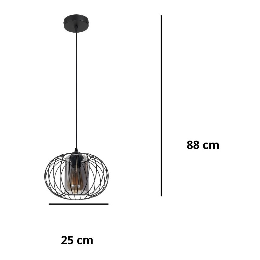 Pakabinamas sietynas CORRINI 1xE27/60W/230V diametras 25 cm juoda/pilka