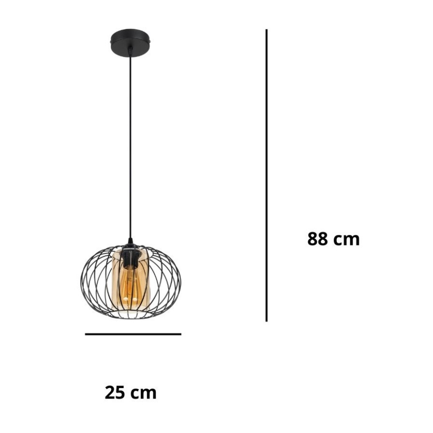 Pakabinamas sietynas CORRINI 1xE27/60W/230V diametras 25 cm juoda/smėlio spalva