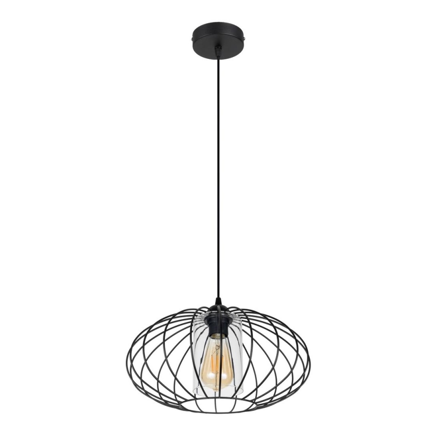 Pakabinamas sietynas CORRINI 1xE27/60W/230V diametras 34 cm juoda/permatoma