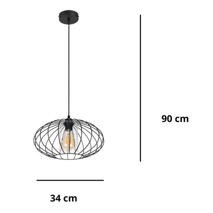 Pakabinamas sietynas CORRINI 1xE27/60W/230V diametras 34 cm juoda/permatoma