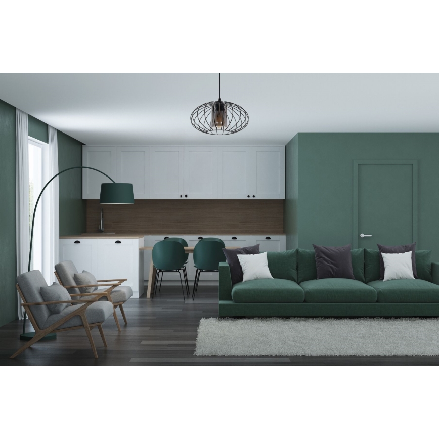 Pakabinamas sietynas CORRINI 1xE27/60W/230V diametras 34 cm juoda/pilka