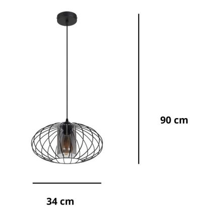 Pakabinamas sietynas CORRINI 1xE27/60W/230V diametras 34 cm juoda/pilka