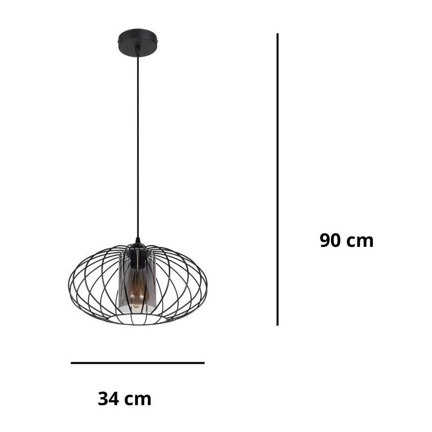 Pakabinamas sietynas CORRINI 1xE27/60W/230V diametras 34 cm juoda/pilka