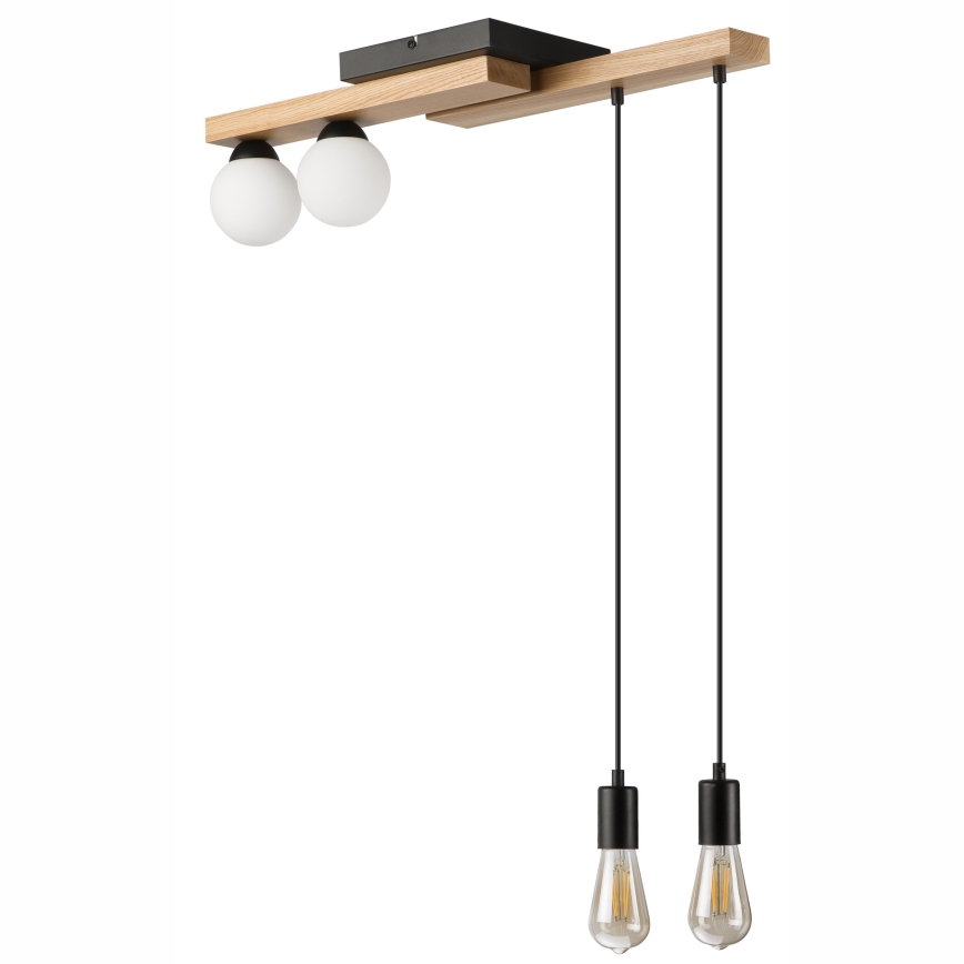 Pakabinamas sietynas CORTINA 2xE27/15W/230V + 2xG9/5W/230V juoda/ąžuolas