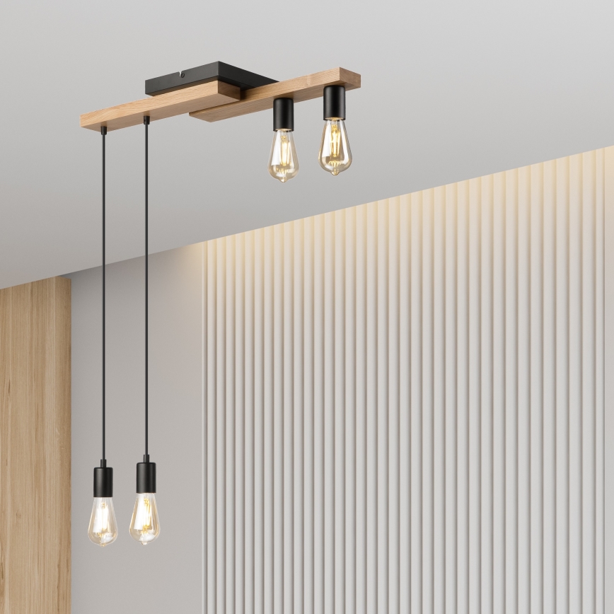 Pakabinamas sietynas CORTINA 4xE27/15W/230V juoda/ąžuolas
