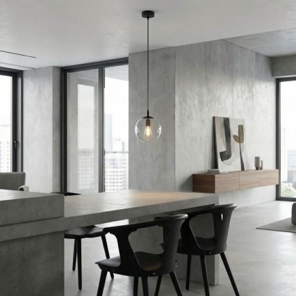 Pakabinamas sietynas COSMO 1xE14/10W/230V diametras 14 cm juoda/permatoma