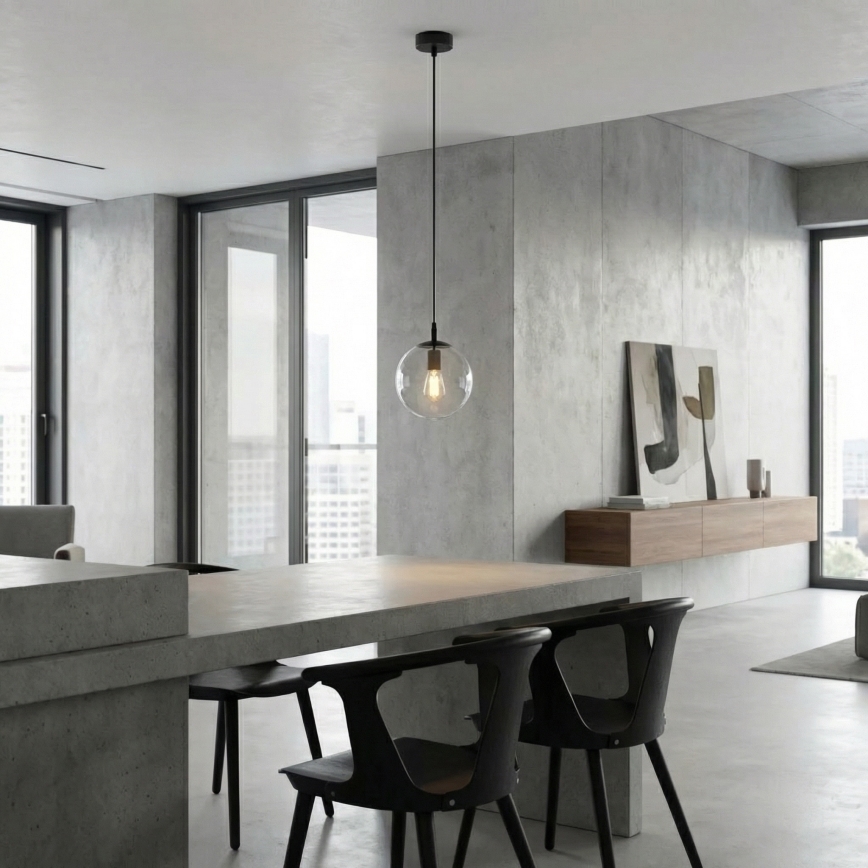 Pakabinamas sietynas COSMO 1xE14/10W/230V diametras 14 cm juoda/permatoma