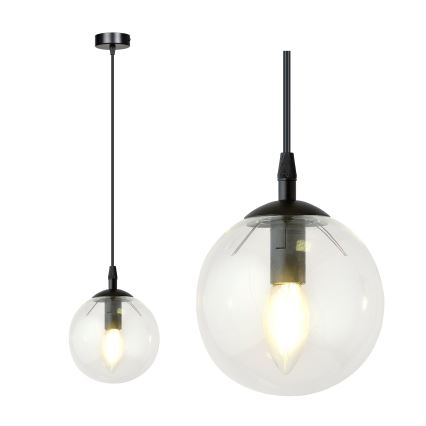 Pakabinamas sietynas COSMO 1xE14/10W/230V diametras 14 cm juoda/permatoma