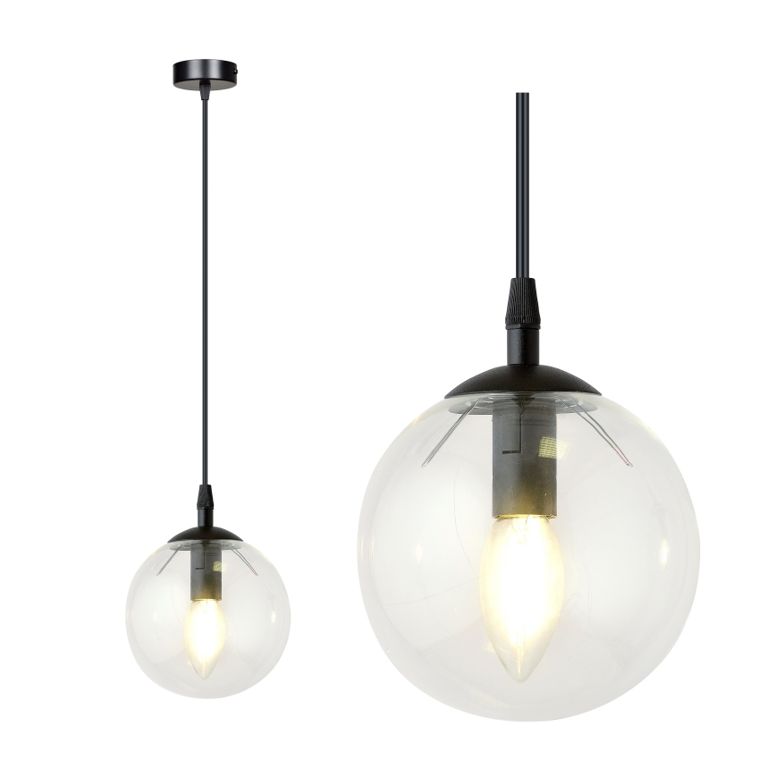 Pakabinamas sietynas COSMO 1xE14/10W/230V diametras 14 cm juoda/permatoma