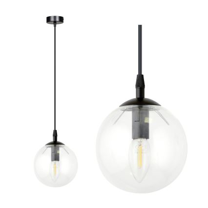 Pakabinamas sietynas COSMO 1xE14/10W/230V diametras 14 cm juoda/permatoma
