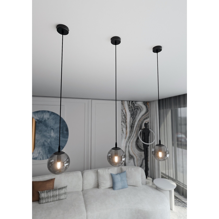 Pakabinamas sietynas COSMO 1xE14/10W/230V diametras 14 cm juoda/pilka
