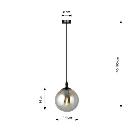 Pakabinamas sietynas COSMO 1xE14/10W/230V diametras 14 cm juoda/pilka