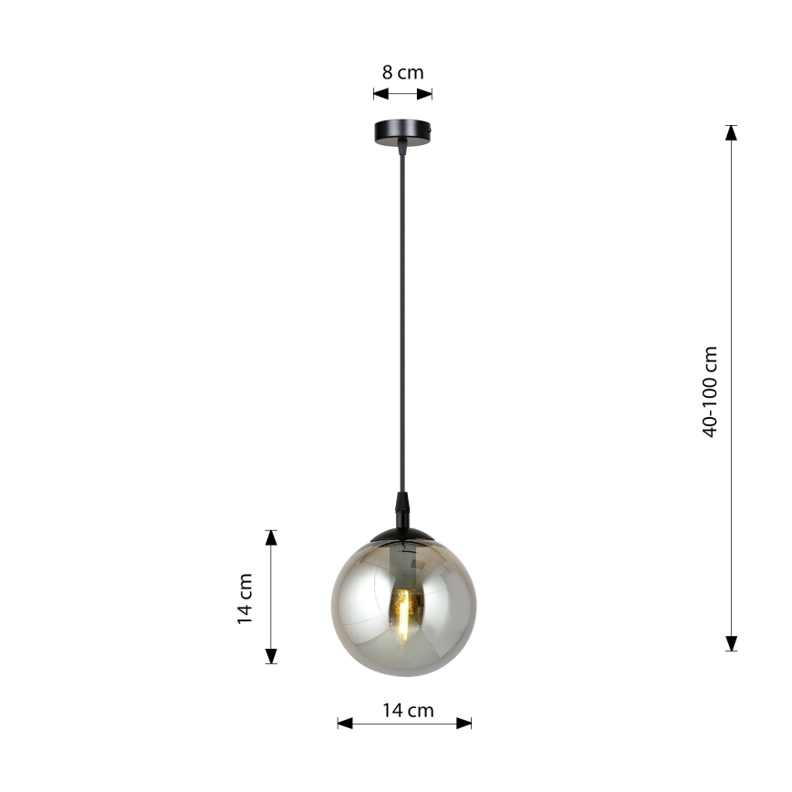 Pakabinamas sietynas COSMO 1xE14/10W/230V diametras 14 cm juoda/pilka