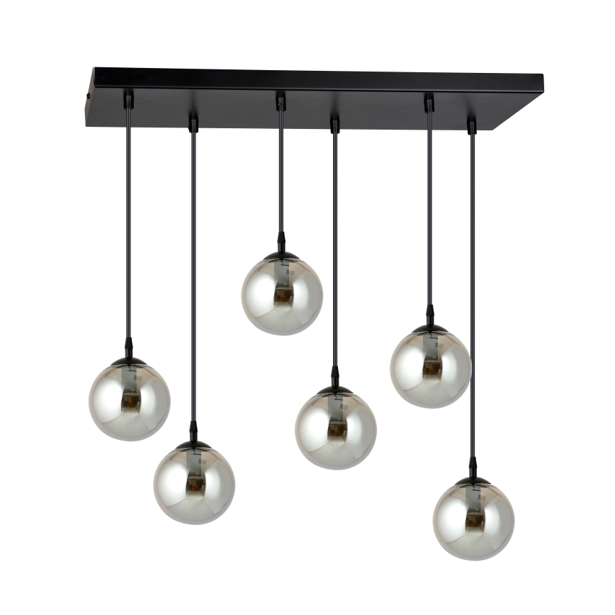 Pakabinamas sietynas COSMO 6xE14/10W/230V juoda/pilka