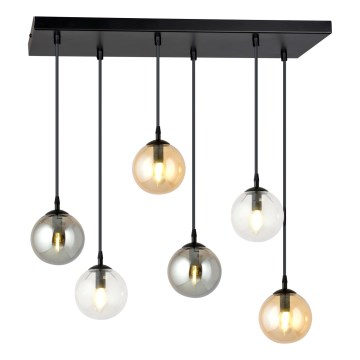 Pakabinamas sietynas COSMO 6xE14/10W/230V juoda/pilka/smėlio spalva/permatoma