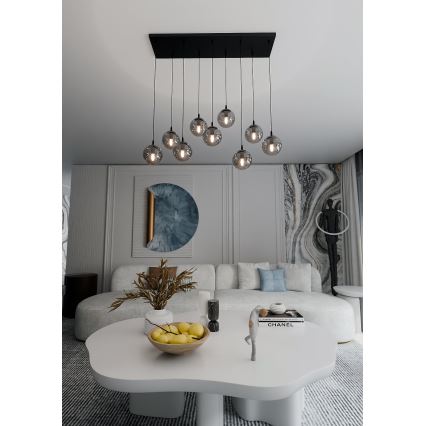 Pakabinamas sietynas COSMO 9xE14/10W/230V juoda/pilka
