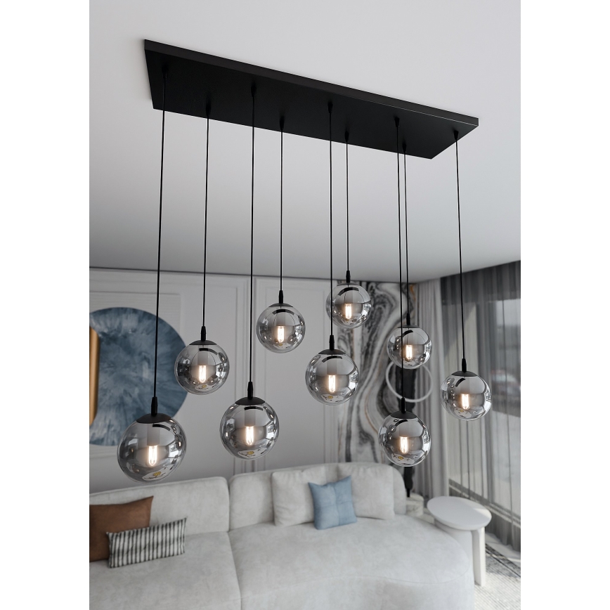 Pakabinamas sietynas COSMO 9xE14/10W/230V juoda/pilka