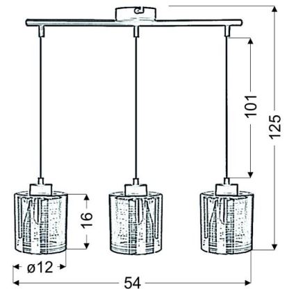 Pakabinamas sietynas COX 3xE27/60W/230V auksas