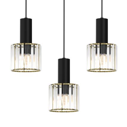 Pakabinamas sietynas CRISTAL 3xE27/60W/230V juodas