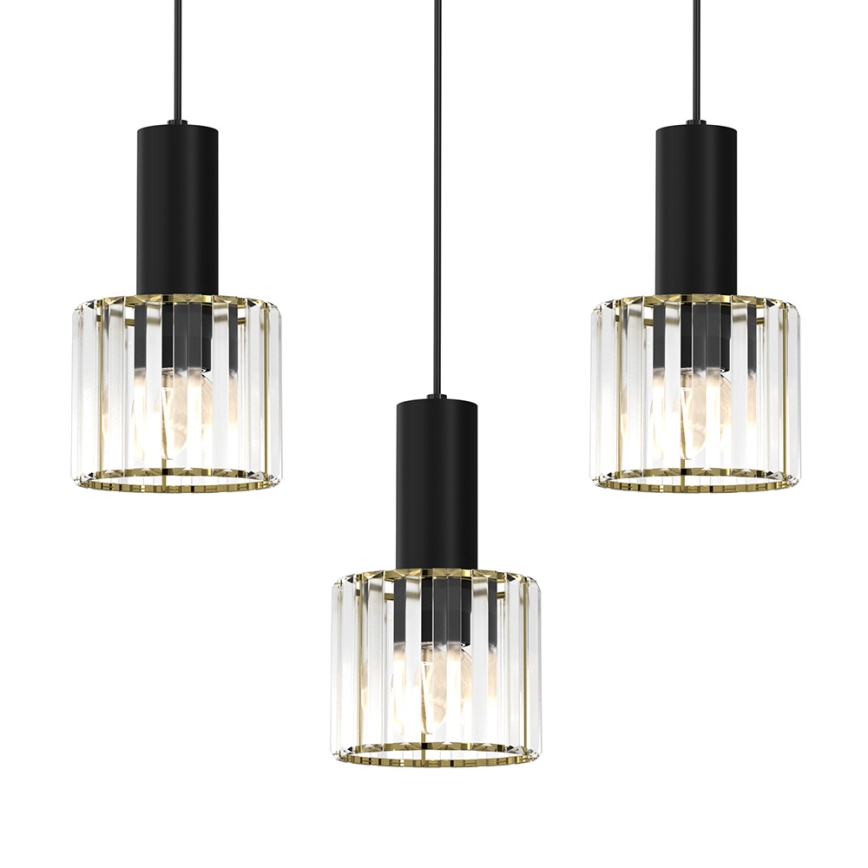 Pakabinamas sietynas CRISTAL 3xE27/60W/230V juodas
