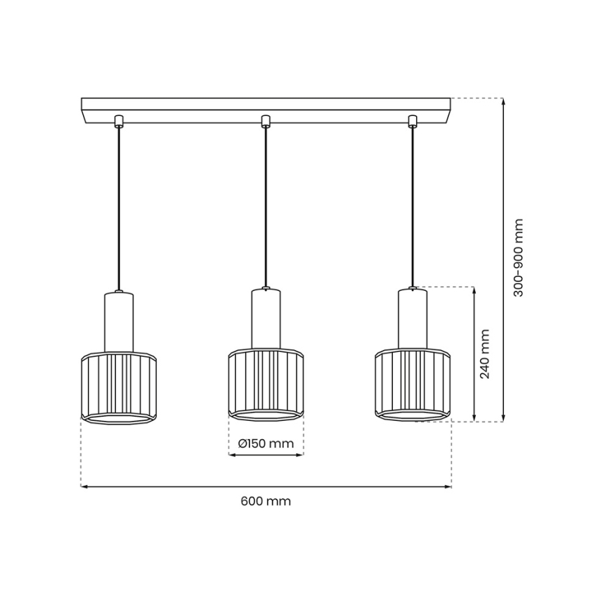 Pakabinamas sietynas CRISTAL 3xE27/60W/230V juodas