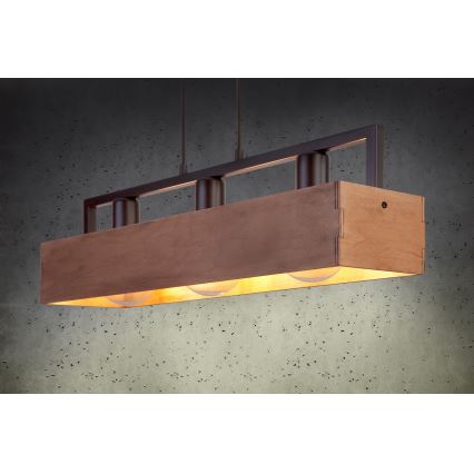 Pakabinamas sietynas DAKOTA 3xE27/60W/230V medis/juoda