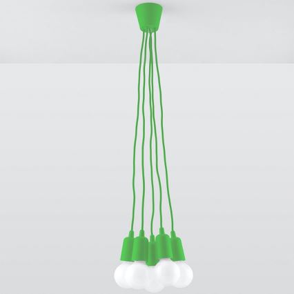 Chandelier on a string DIEGO 5xE27/60W/230V green