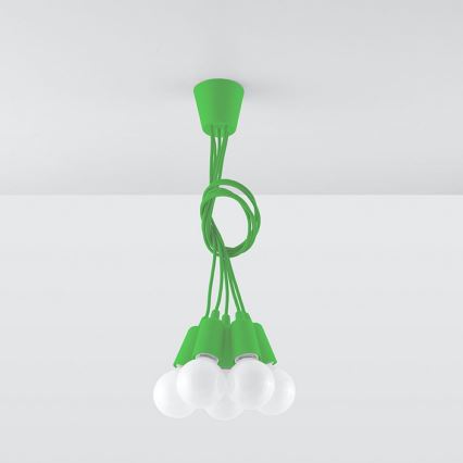 Chandelier on a string DIEGO 5xE27/60W/230V green